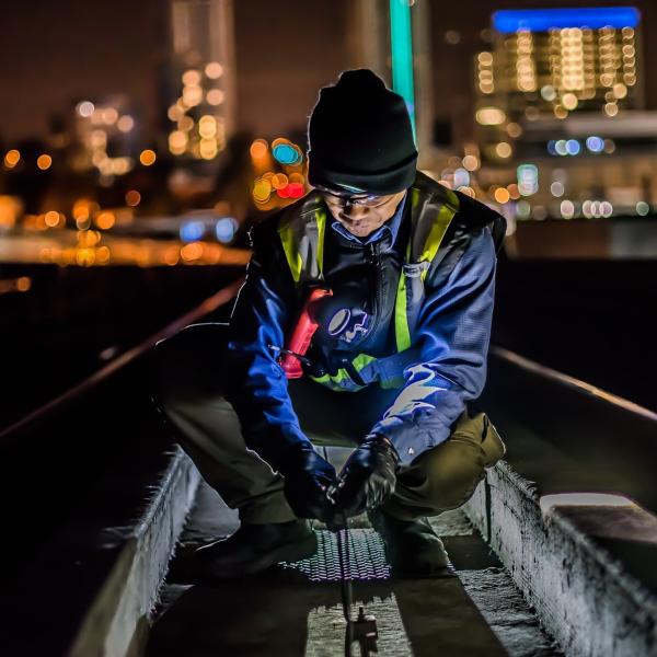 a night-shift worker on the job
