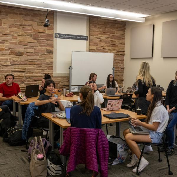 campus community members engaging at the library