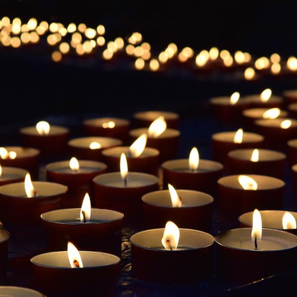 Candles at a memorial.
