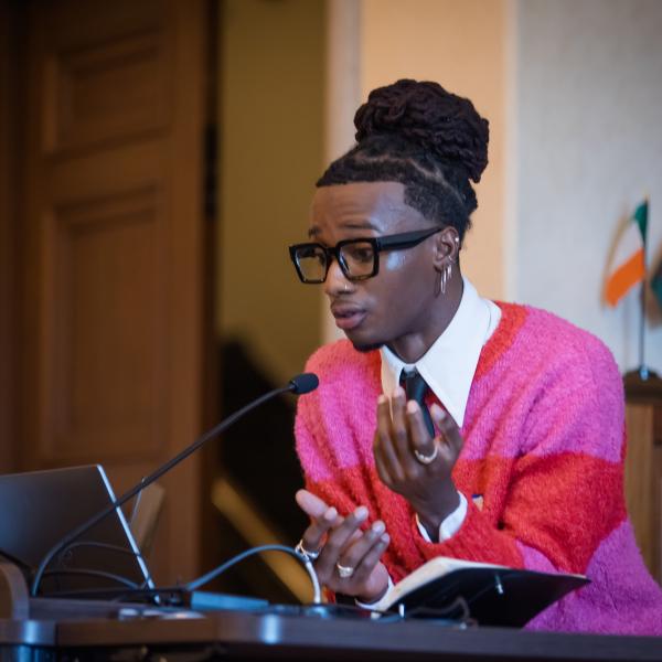 Tyreis Hunte presents in the University Libraries on his research as a CAAAS graduate fellow