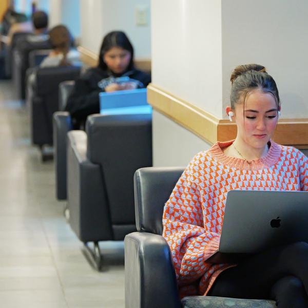 students studying inside