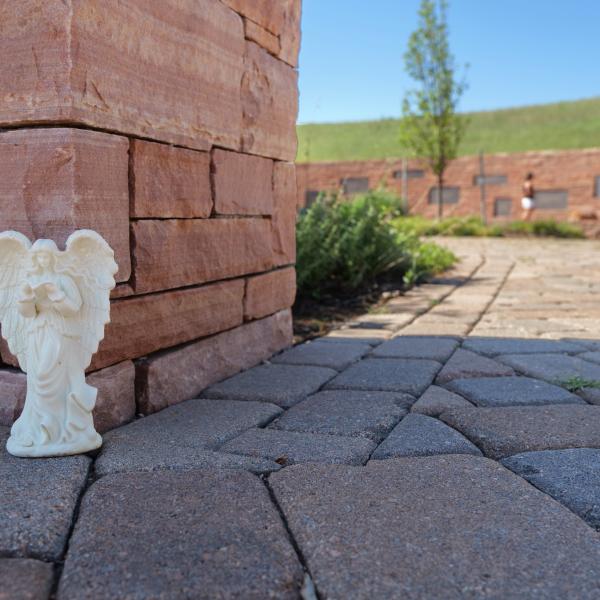 A statue at the entrance to the Columbine Memorial in Colorado
