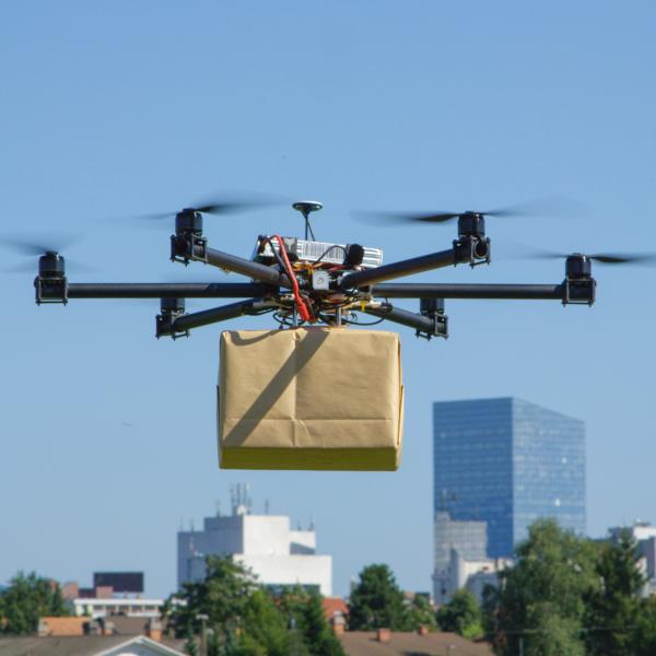 drone carrying a package