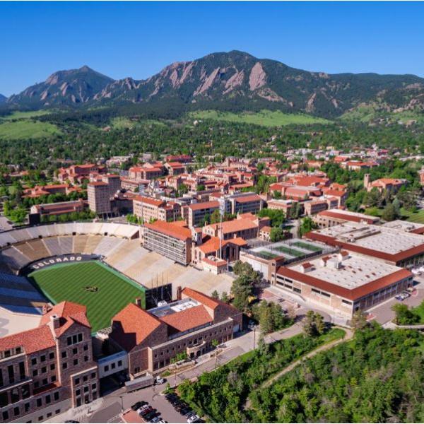aerial view of CU Boulder