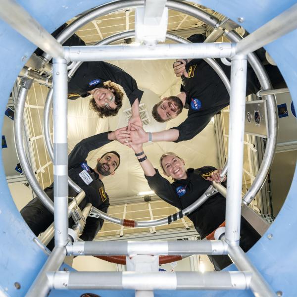 Robert Wilson and fellow crew members during simulated mission to Mars