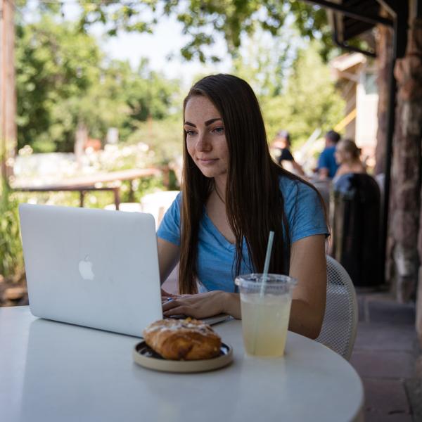 person studying outside