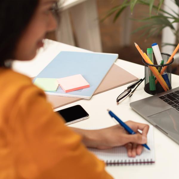 person in a virtual meeting