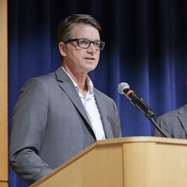 Vice Chancellor for Sustainability Andrew Mayock speaks at the Campus Sustainability Summit