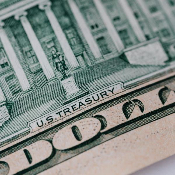 Closeup of a dollar bill.