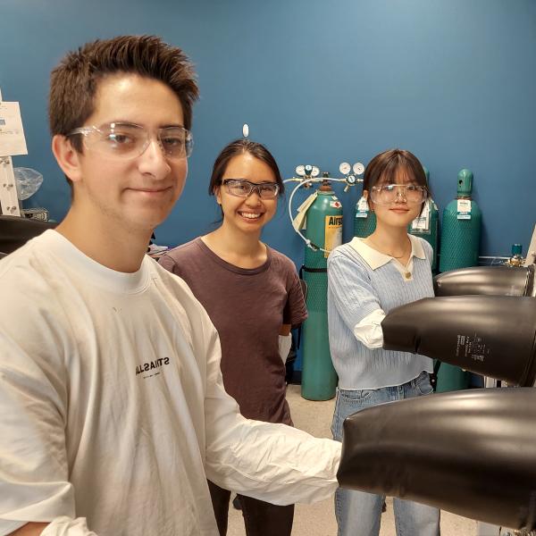 High school students working in a research lab
