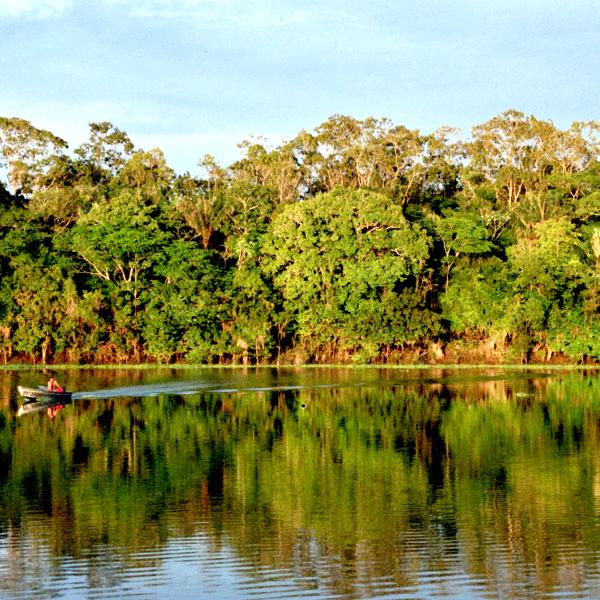 A boat on the Urubu river in Brazil