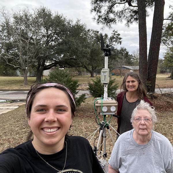 Caroline Frischmon testing air quality