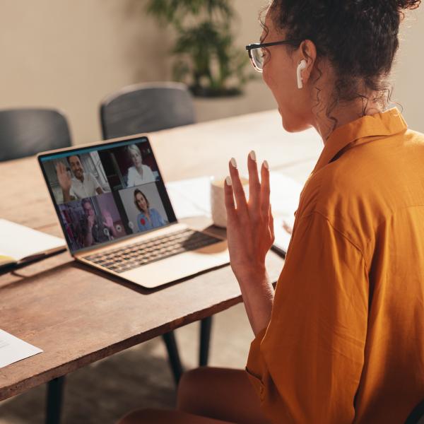 person in a webinar