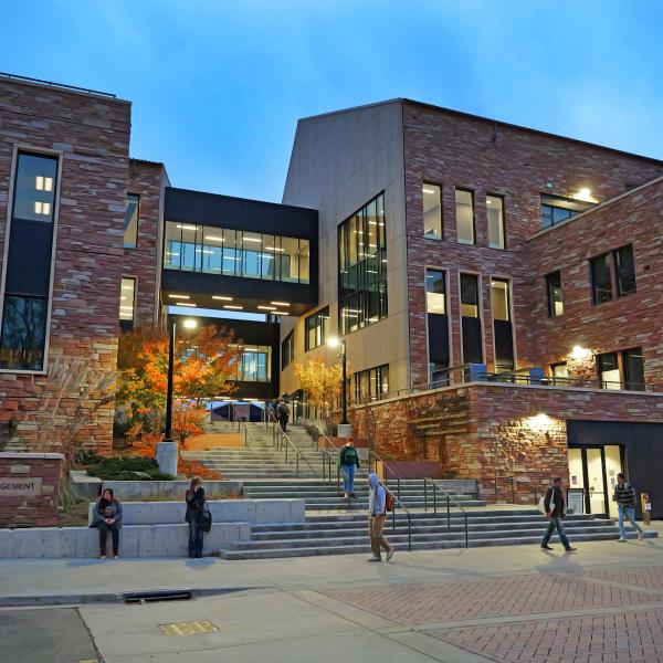 outside of the CASE building at night