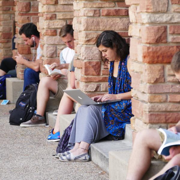 Students studying outside
