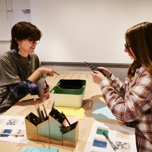 campus community members doing a craft at the art museum