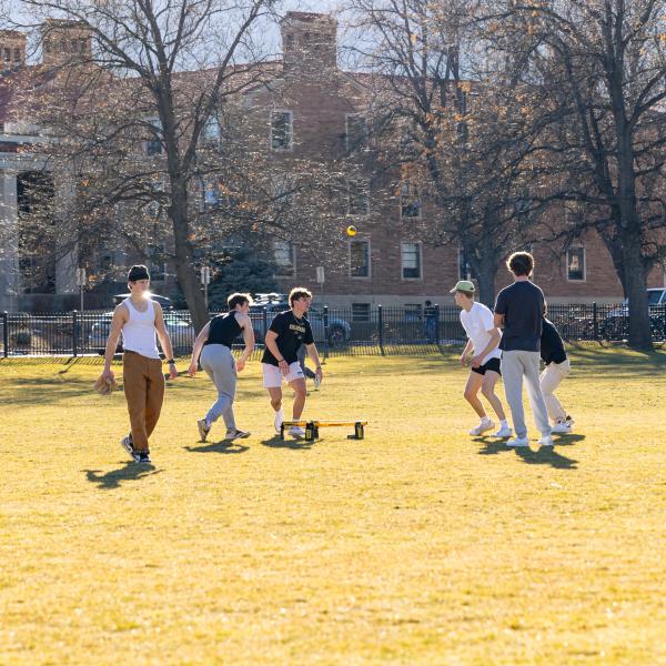 students playing a game on Norlin Quad