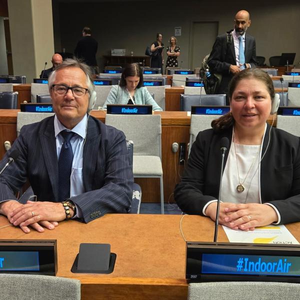 Mark Hernandez and former student at the UN Global Commission