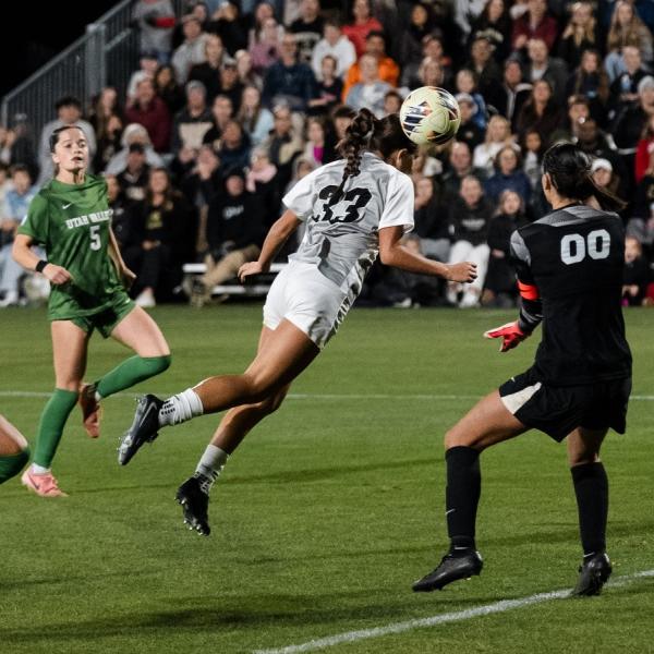 Regan Kotschau delivers a game-winning header to propel the Buffs to a thrilling 2-1 double-overtime win over Utah Valley in a first-round NCAA tournament matchup. (CU Athletics)