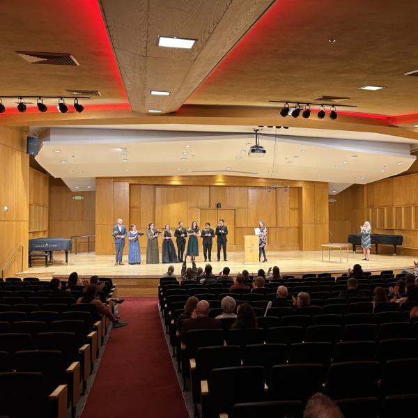 Finalists on stage at the Bruce Ekstrand Memorial Graduate Student Competition