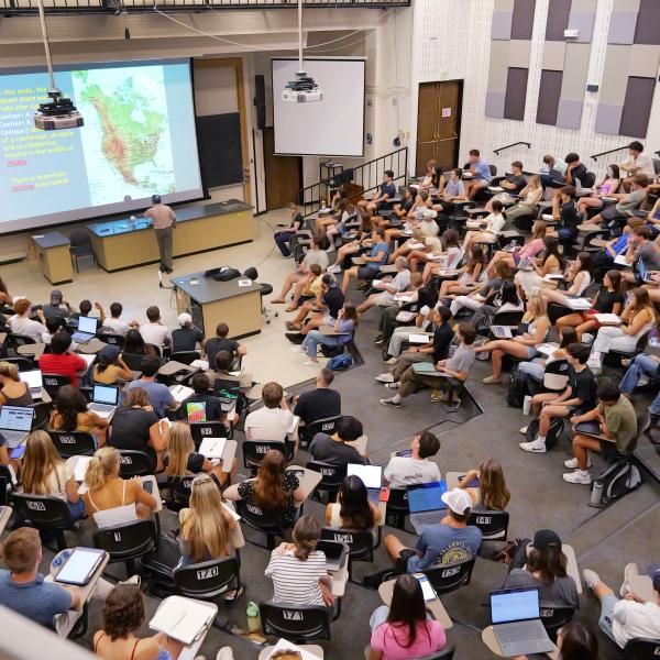 large lecture hall at CU Boulder