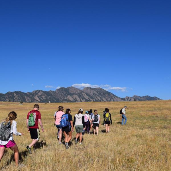 A class of several MENV students visits the Greenbelt Plateau area in Boulder, Colorado.