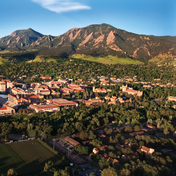 CU Boulder campus aerial view