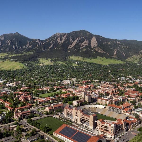 Aerial photo of CU Boulder campus
