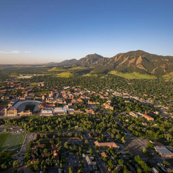 Aerial photo of CU Boulder