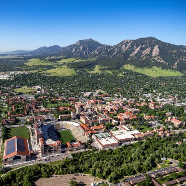Aerial photo of CU Boulder campus