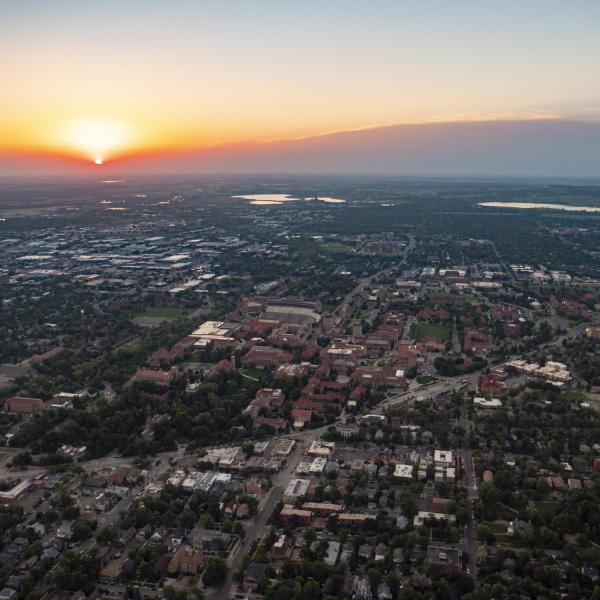 2018 Aerials over CU Boulder and surrounding Boulder area. (Photo by Glenn Asakawa/University of Colorado)