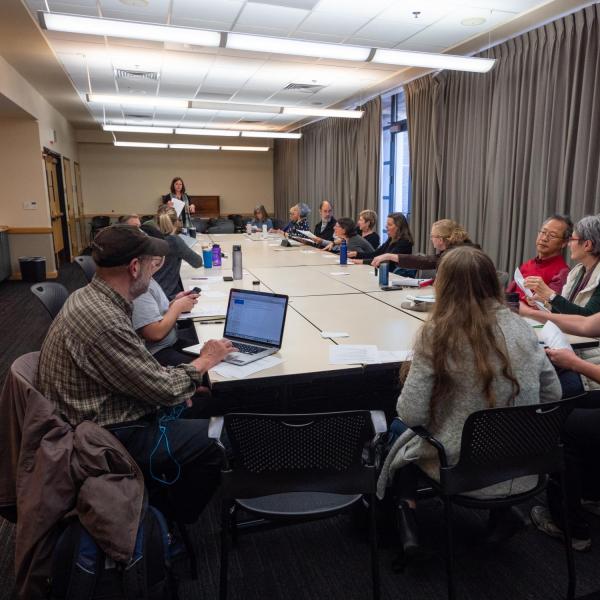 Campus community members during a roundtable event