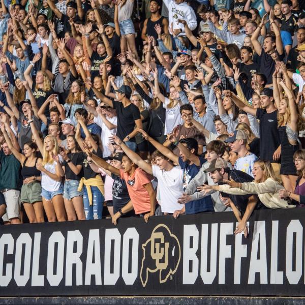 New students cheer at the Fall Welcome CU Kickoff event