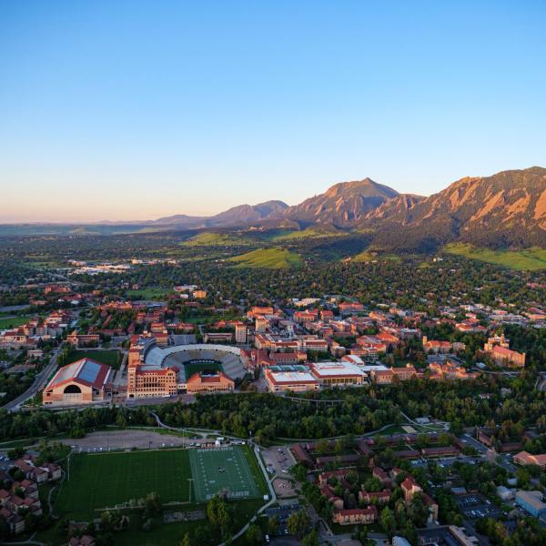 Aerial view of CU Boulder campus