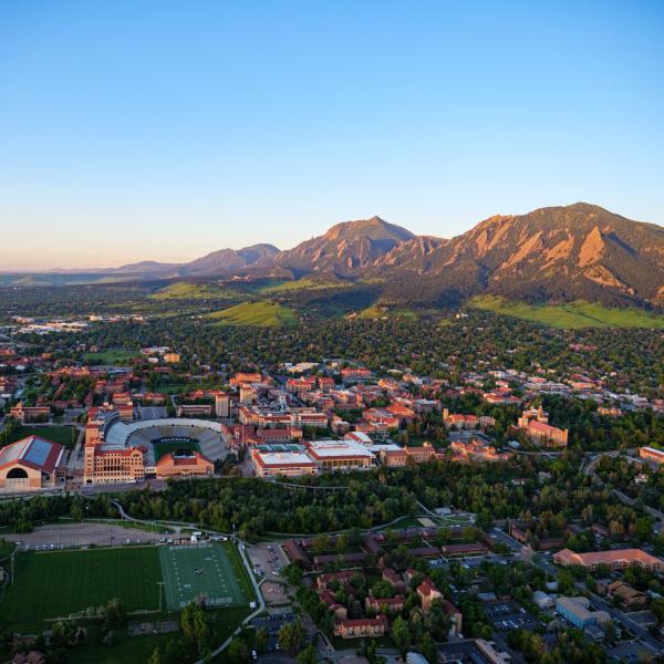 Aerial view of CU Boulder campus