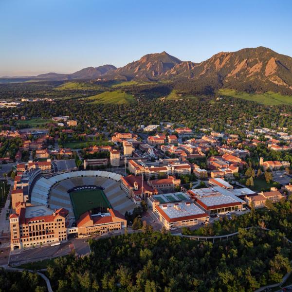 Aerial photo of CU Boulder
