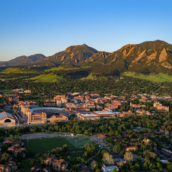 Aerial view of CU Boulder
