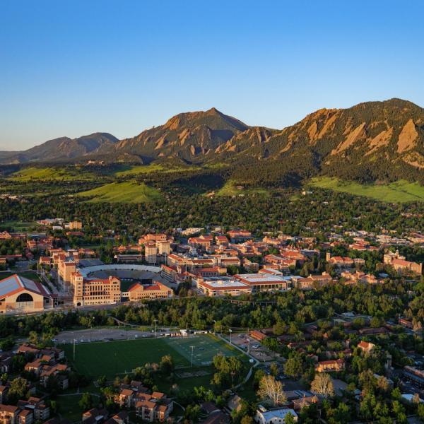 aerial view of CU Boulder