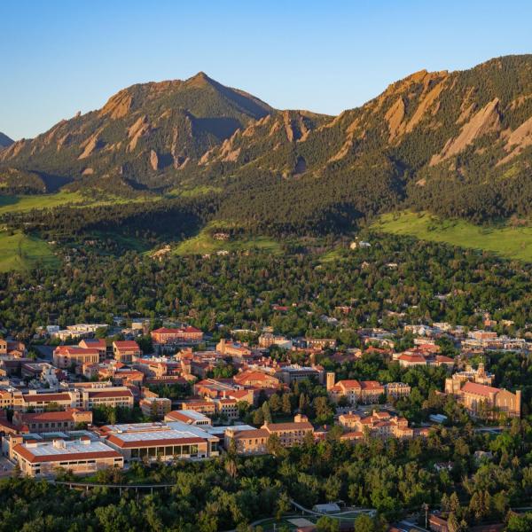 Aerial photo of CU Boulder Campus (Photo by Glenn Asakawa/University of Colorado)