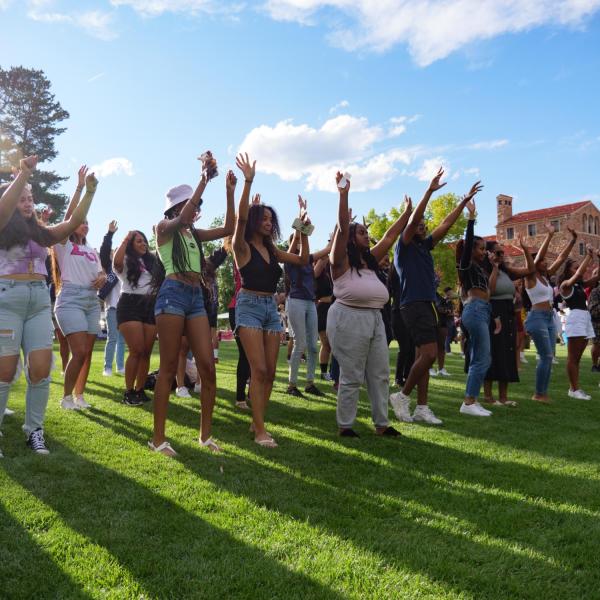 Students dancing at the Be Involved Fair