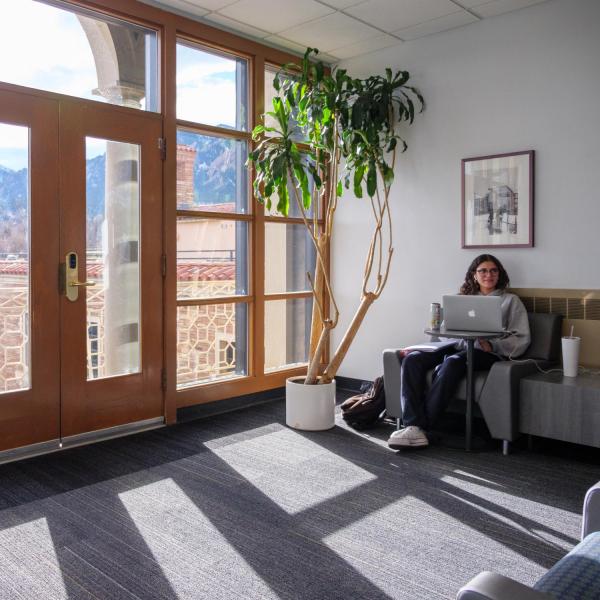 a student studying on the 5th floor