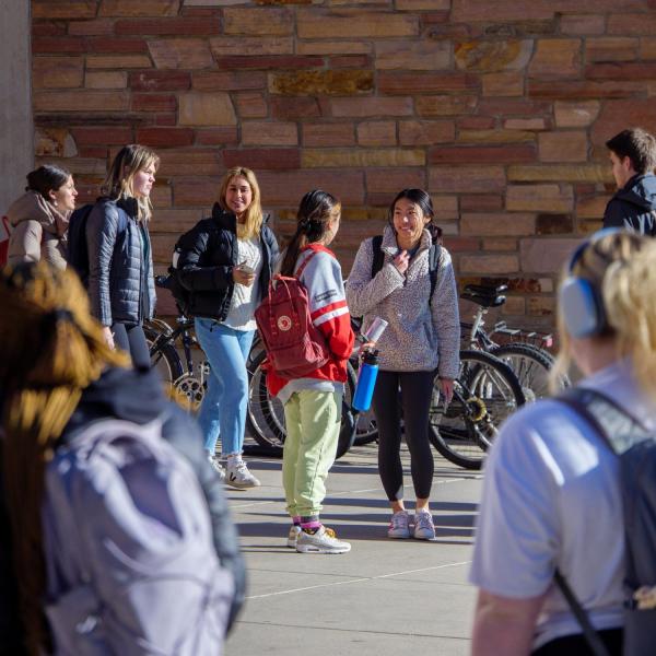 Students outside on campus