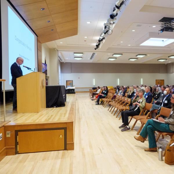 Provost Russell Moore shares his congratulations with the 2022 BFA Excellence Awardees