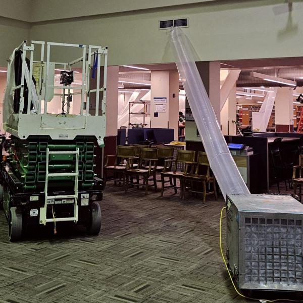 Norlin Library with machines to filter and clean
