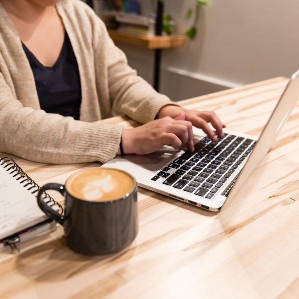 Student working on laptop