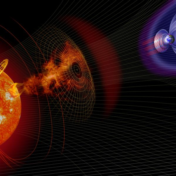 An artist's depiction of space weather.