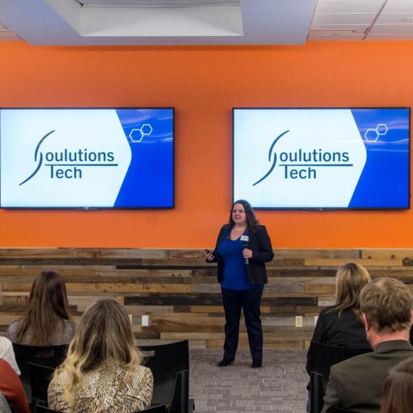 Soulutions, one of the six finalists for the upcoming NVC championships, makes a presentation