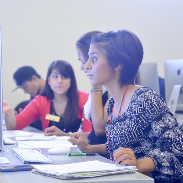 student looking at computer