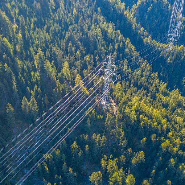 power line in a mountainous area
