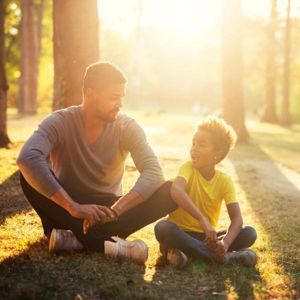 father talking to his child